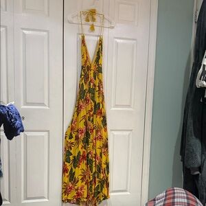 Forever 21 Yellow Floral Backless Dress